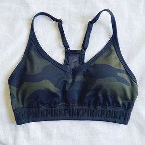VS PINK Sports Bra - Green Camo - Size Small